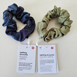 2 x NWT LULULEMON Multi Color Lightweight Uplifting Scrunchie Hair Tie OS